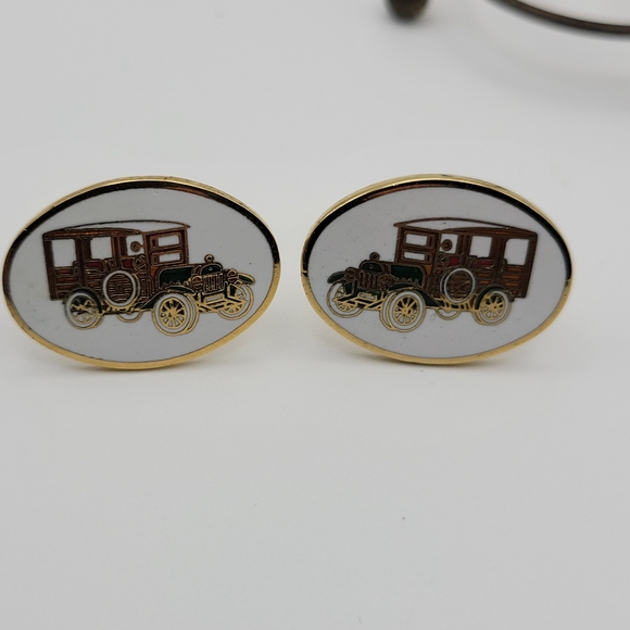 Vintage Ford Model T Enamel Cuff Links - Picture 1 of 8